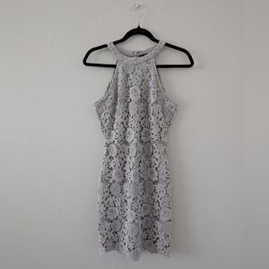 Lulu's Love Poem Gray Lace Dress